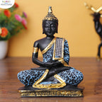 Lord Gautam Buddha Meditating Statue – Blue & Gold Resin Showpiece for Home Décor (16 cm)
